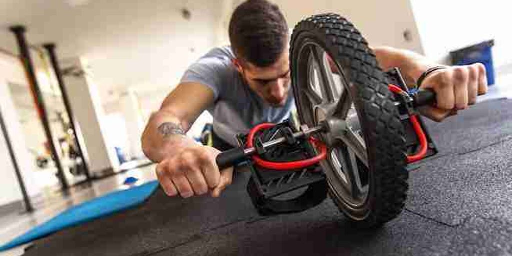 busy professional exercising in a small home gym